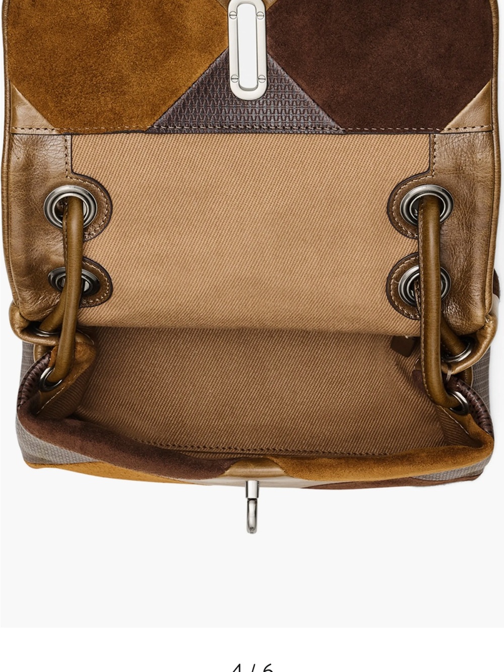 Marc Jacobs Brown Patchwork Leather & Suede Shoulder Bag with Silver Hardware - Picture 4 of 6